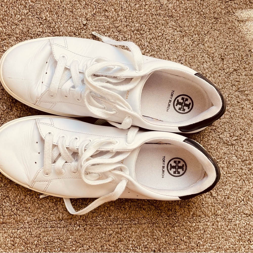 Tory Burch White and Black Sneakers